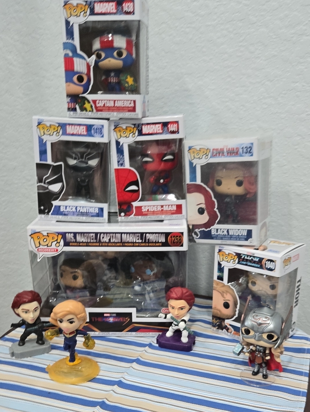Funko Marvel Figures - Red, Blue, Black, White, Purple Set